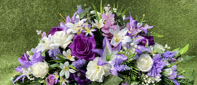Purple Silk Funeral Casket Spray For Hire