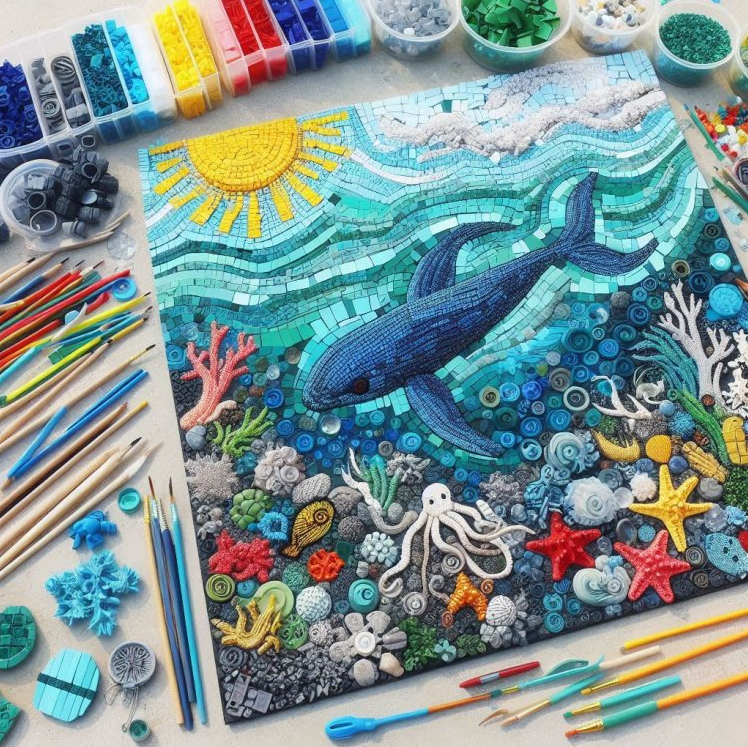 Seni Mozaik dari Bahan Daur Ulang